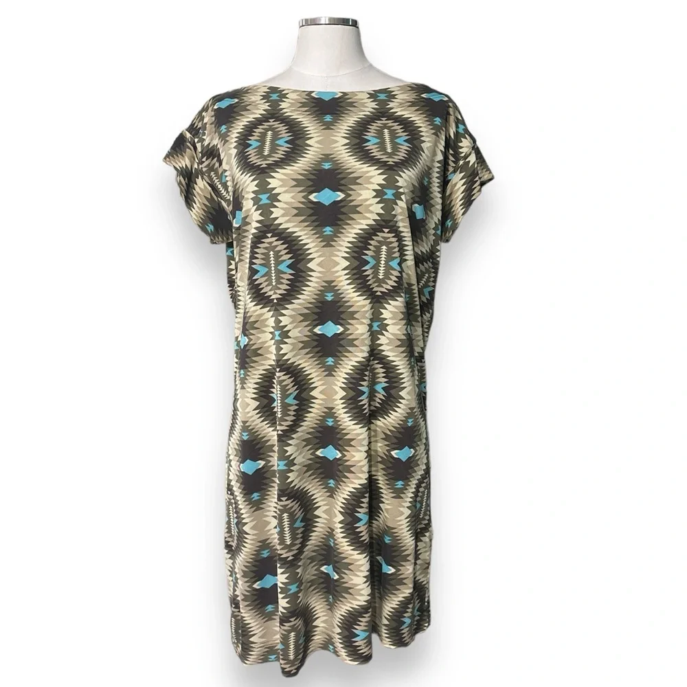 TORY BURCH Bateau Neck Geometric Print Sheath Dress